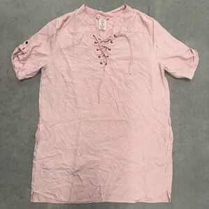 Philosophy Pale Pink Lace-Up Tunic Top